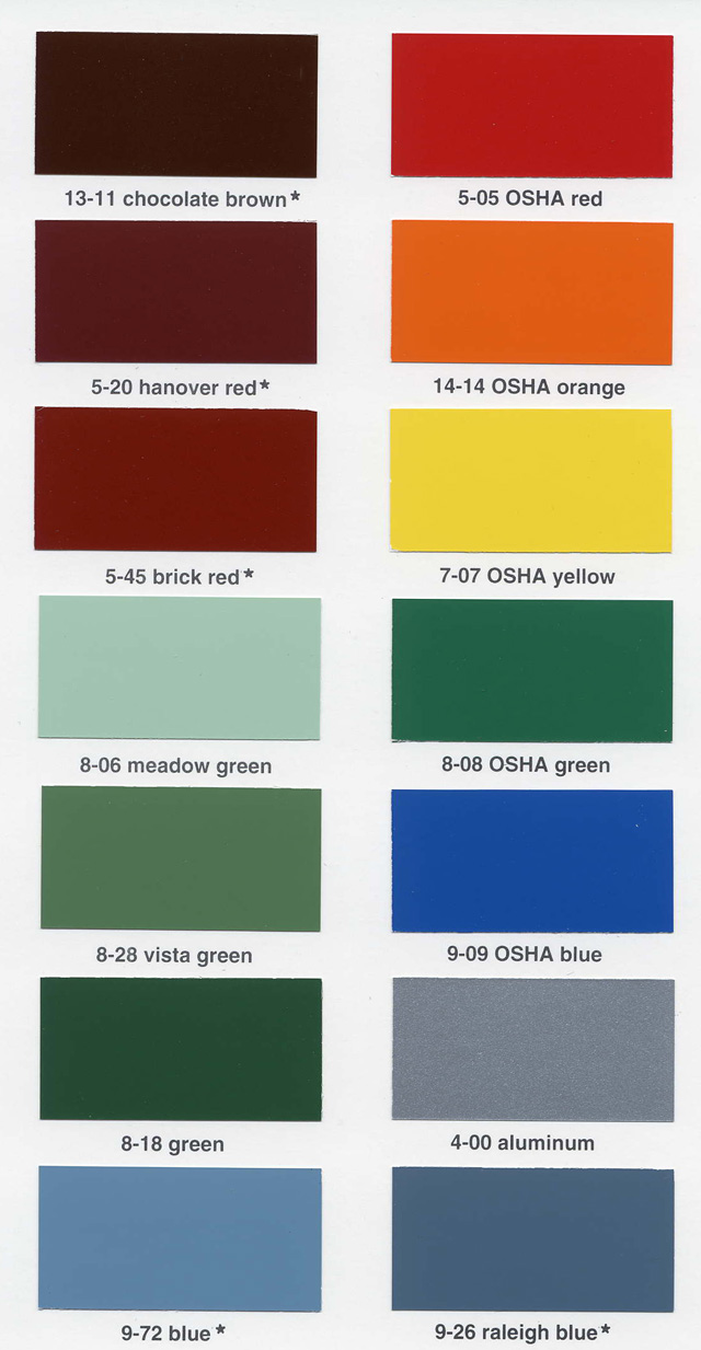 Thurmalox Stove Paint Color Chart